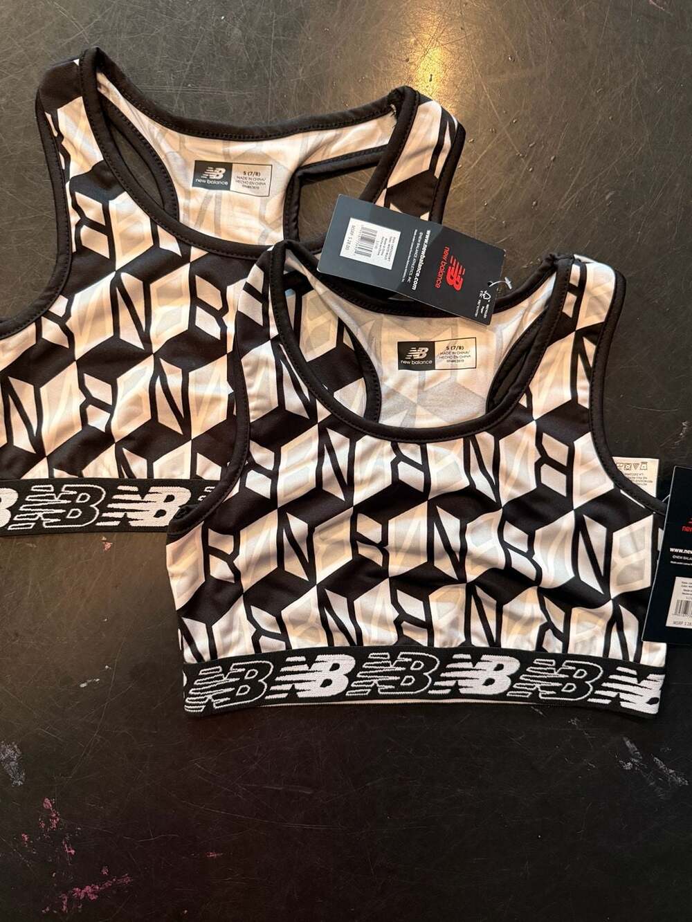 Two Youth New Balance White Multi Geometric Sports Bra Size S